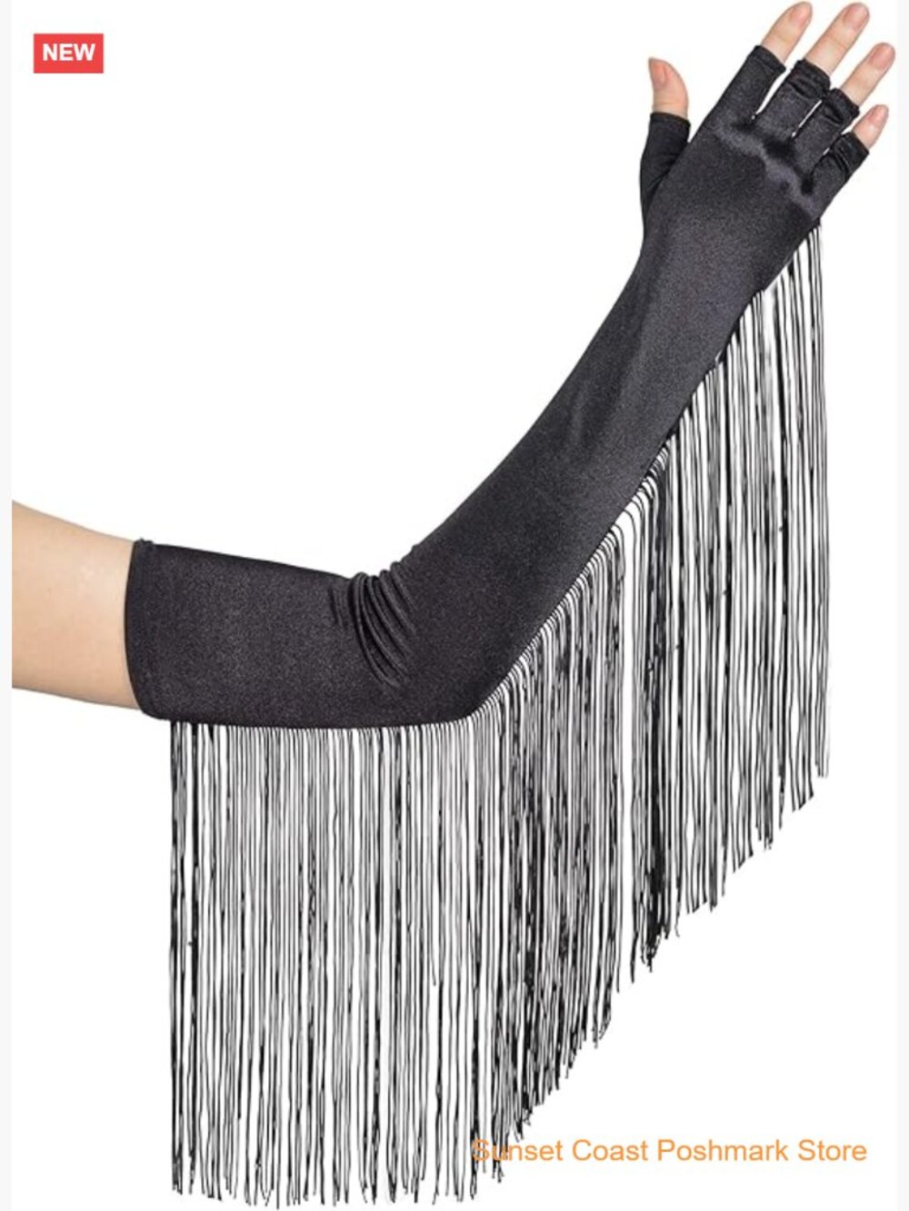 Vintage Long Opera Pageant Gloves 1920s Fringe Fingerless Elbow Gloves for